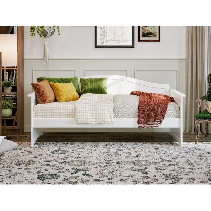 Beyaz Masif Ahşap Latalı Tek Kişilik Daybed Karyola - 330081