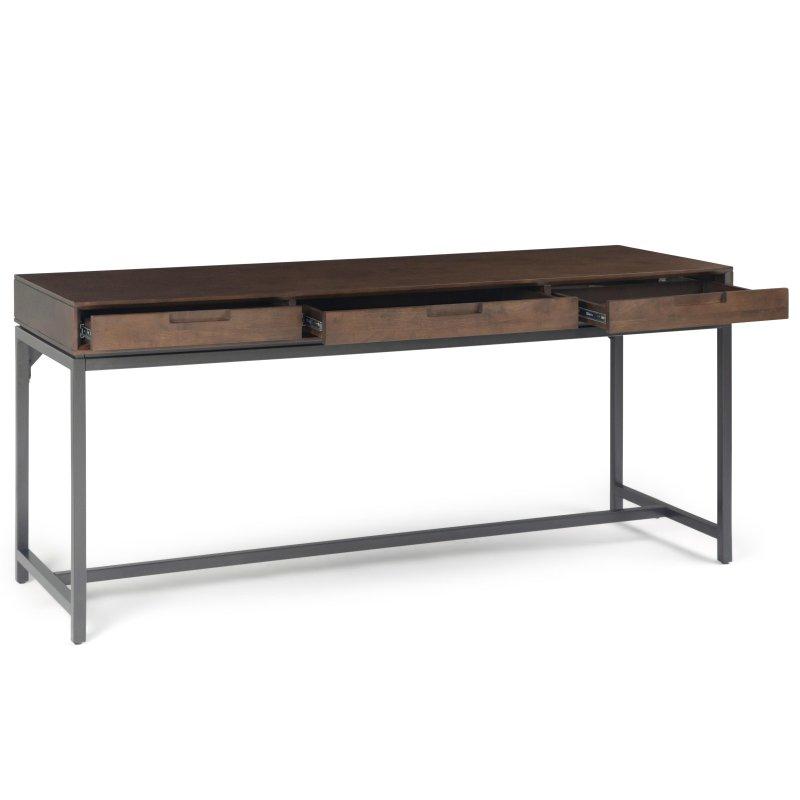 Beyaz Masif Ahşap Metal Çekmeceli Endüstriyel Ofis Masası - 183 cm - 327019