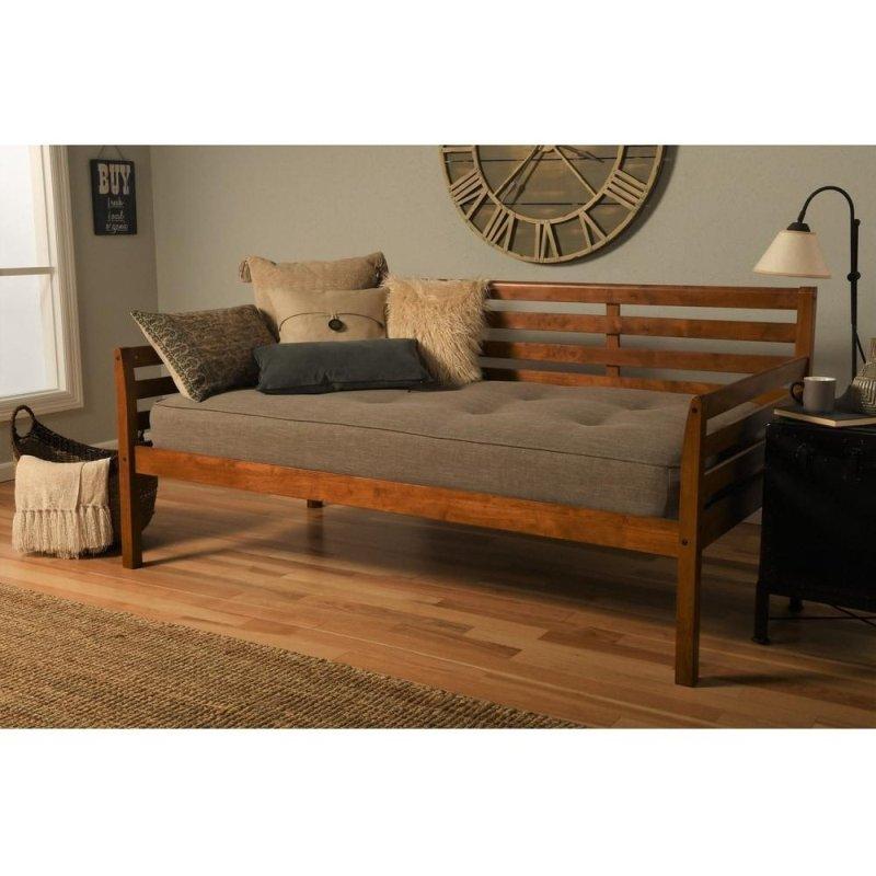 Beyaz Masif Ahşap Minderli Daybed Karyola - 330660 Beyaz Masif Ahşap Minderli Daybed Karyola - 330660