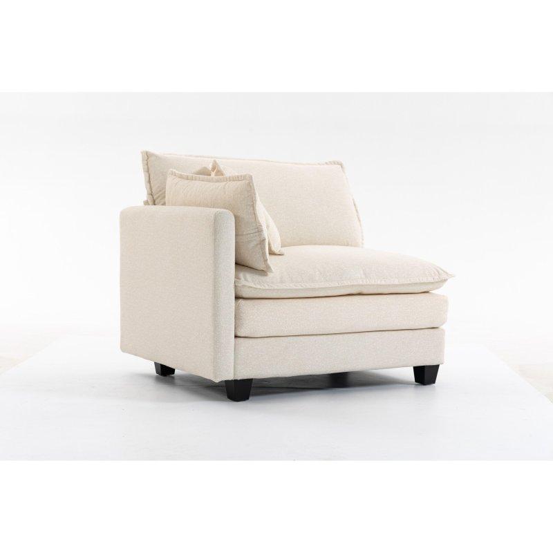 Beyaz Masif Ahşap Modüler 2 Kişilik Bohem Koltuk - 198 cm - 292070