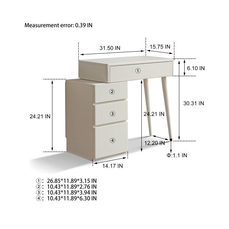 Beyaz Masif Ahşap Tabureli Kompakt Şifonyer - 81 cm - 298953