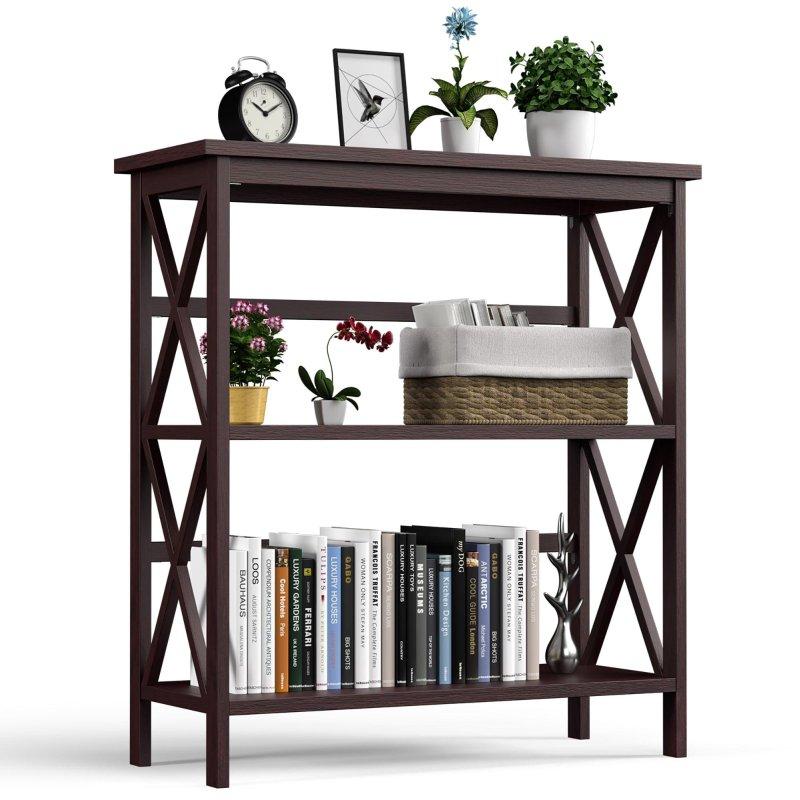 Beyaz Masif Ahşap ve MDF 3 Raflı X Tasarım Kitaplık - 79x32x87 cm - 317136