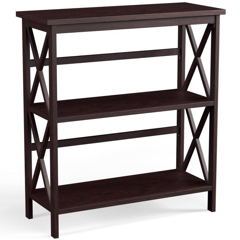 Beyaz Masif Ahşap ve MDF 3 Raflı X Tasarım Kitaplık - 79x32x87 cm - 317136