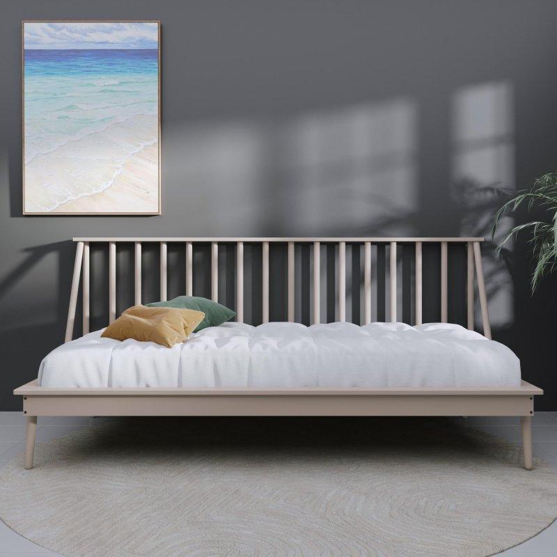 Beyaz Masif Ahşap Vintage Tasarım Yüksek Sırt Panelli Daybed Karyola - 211x99 cm - 330579