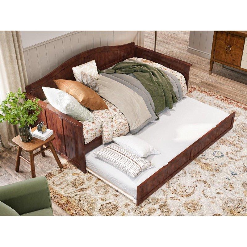 Beyaz Masif Ahşap Yavru Yataklı Daybed Karyola - 201x102 cm - 330502