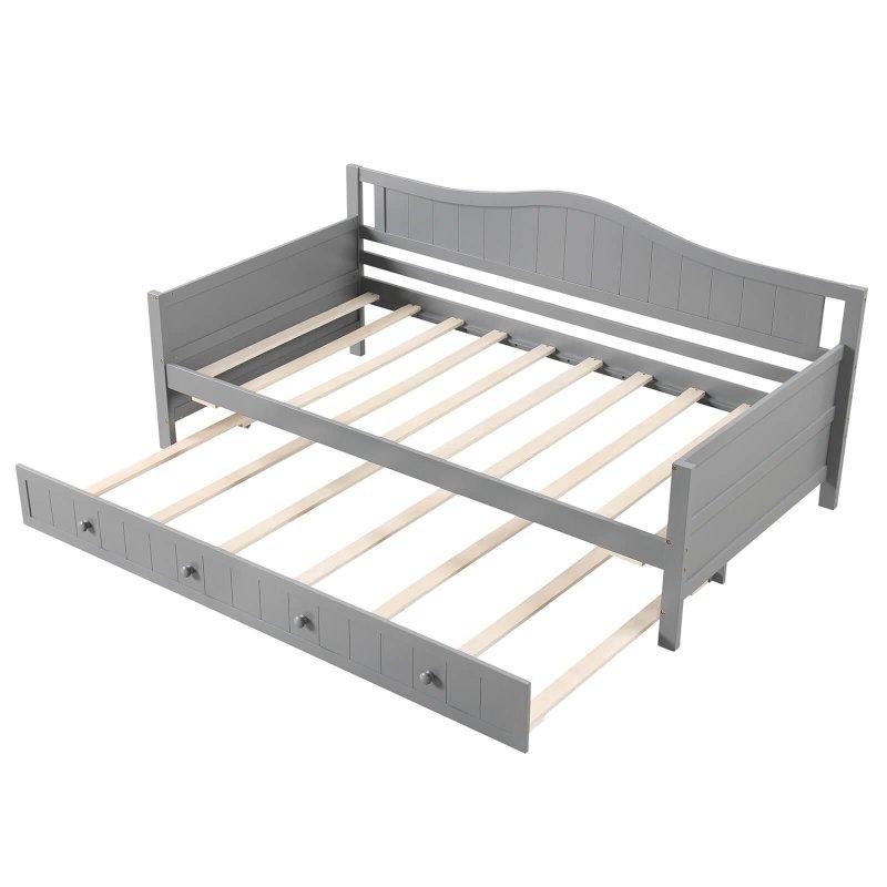 Beyaz Masif Ahşap Yavru Yataklı Daybed Karyola - 202x105 cm - 329958