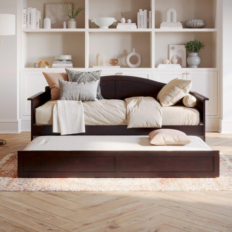 Beyaz Masif Ahşap Yavru Yataklı Daybed Karyola - 330604