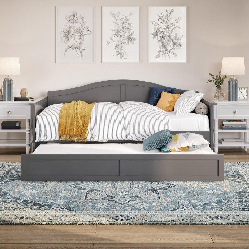 Beyaz Masif Ahşap Yavru Yataklı Daybed Karyola - 330604