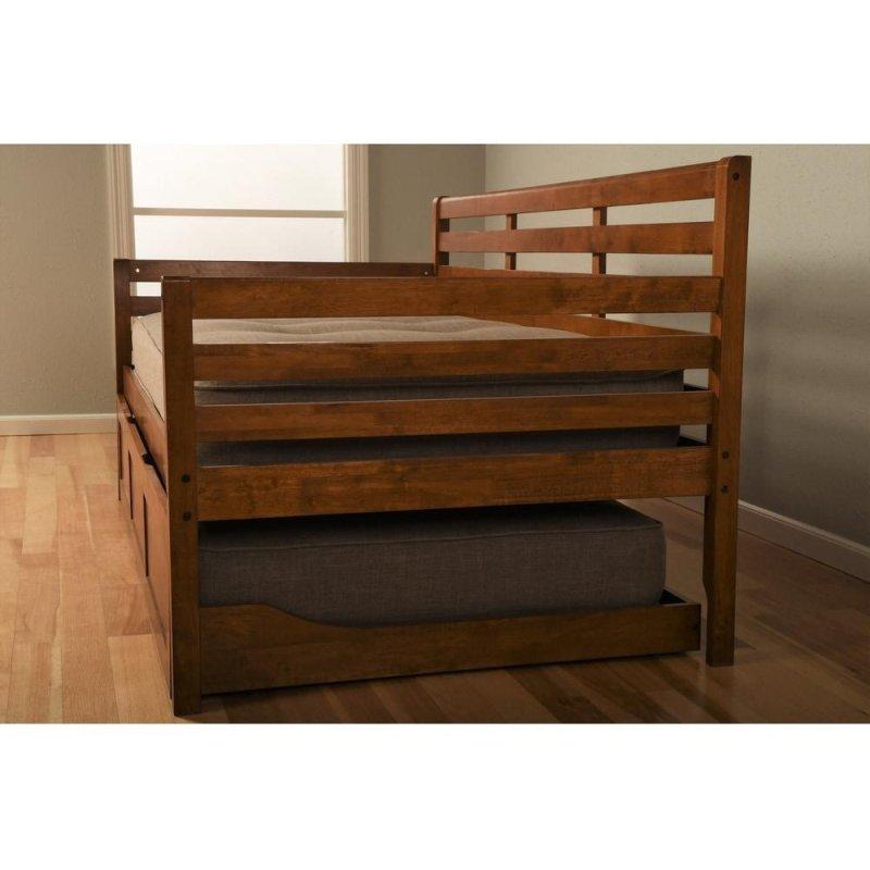 Beyaz Masif Ahşap Yavru Yataklı ve Yatak Dahil Daybed Karyola - 108x204 cm - 330201