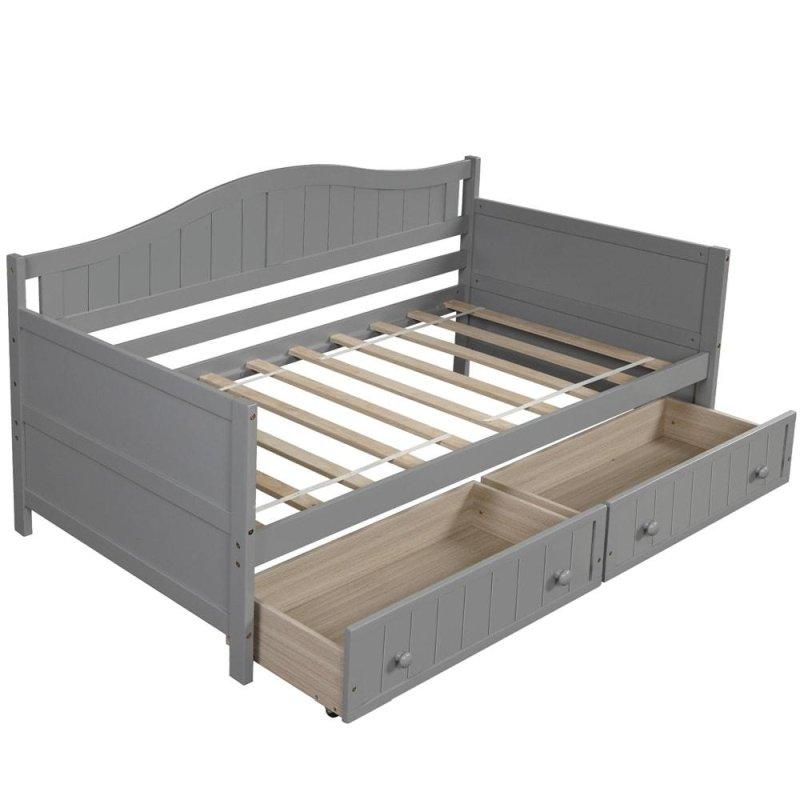 Beyaz Masif Çam Ağacı 2 Çekmeceli Daybed Karyola - 199x108 cm - 330150