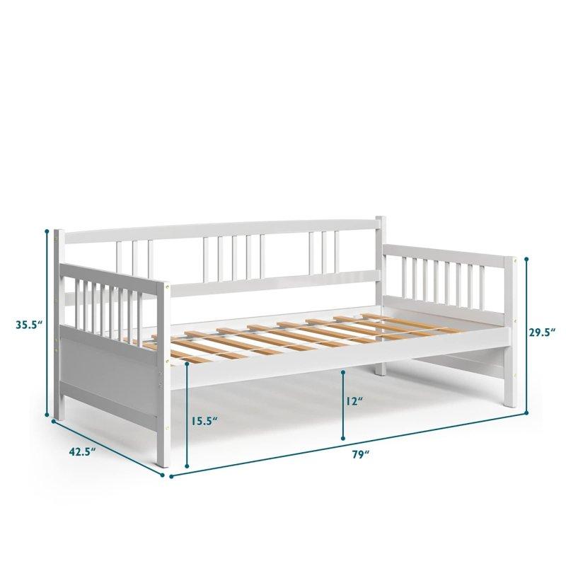 Beyaz Masif Çam Ağacı Çok Amaçlı Daybed Karyola - 201x108 cm - 330272