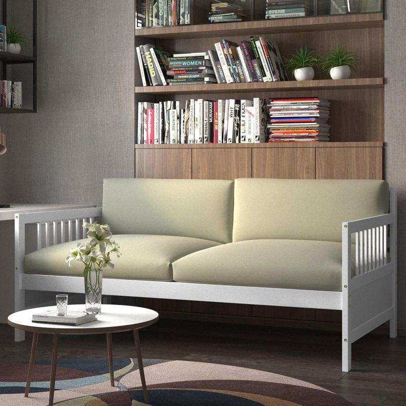 Beyaz Masif Çam Ağacı Çok Amaçlı Daybed Karyola - 201x108 cm - 330272