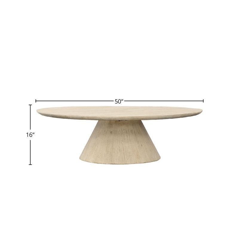 Beyaz Masif Çam Ağacı Kaide Ayaklı Yuvarlak Orta Sehpa - 127 cm - 245265