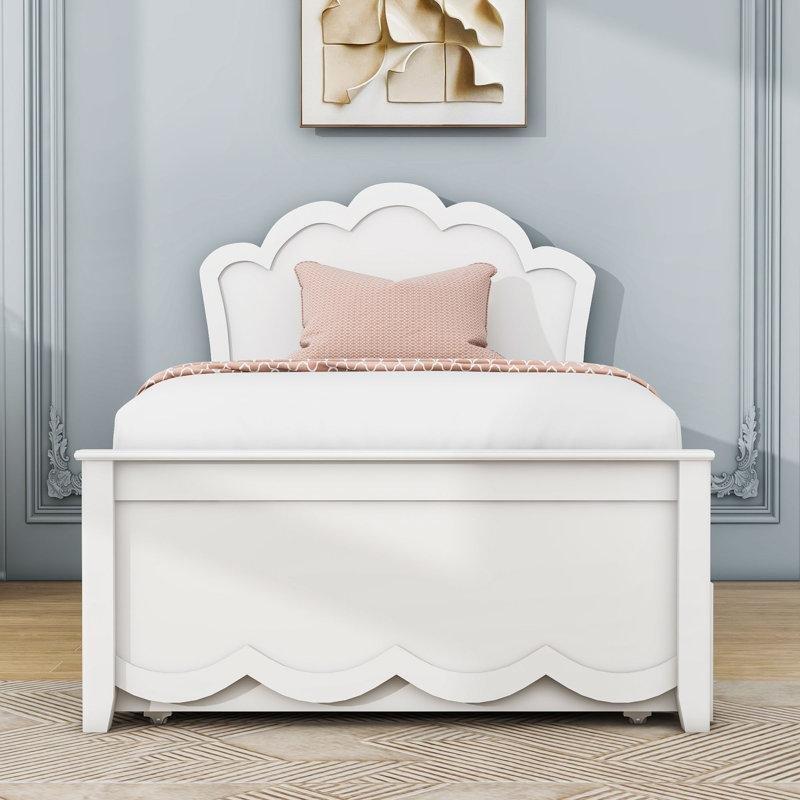 Beyaz Masif Çam Ağacı ve MDF Başlıklı Yavru Yataklı Karyola - 115x203 cm - 328788