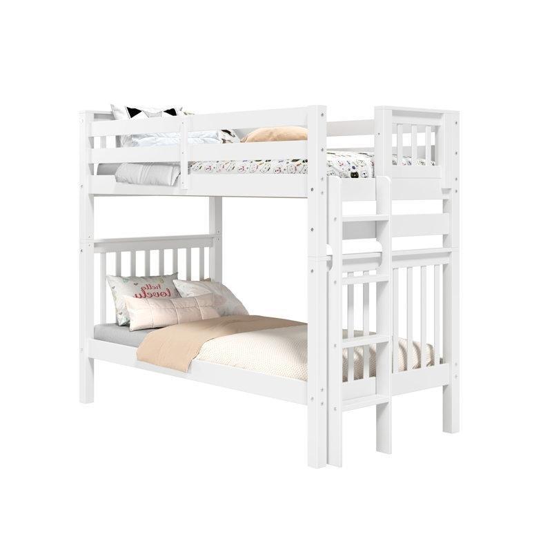 Beyaz Masif Çam Ahşap Ayrılabilen Merdivenli Ranza - 246877