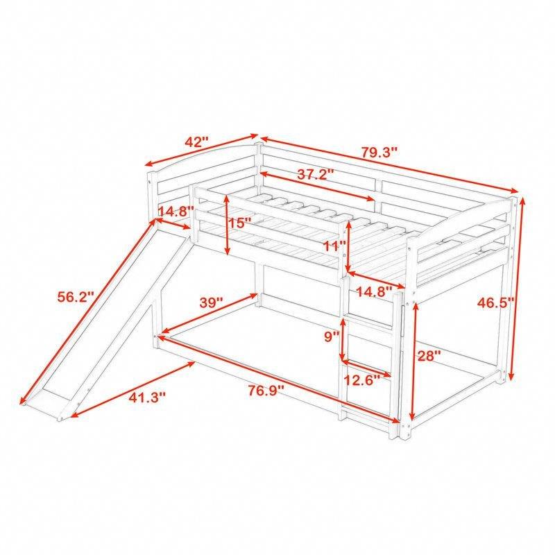 Beyaz Masif Çam ve MDF Kaydıraklı Ranza - 247174