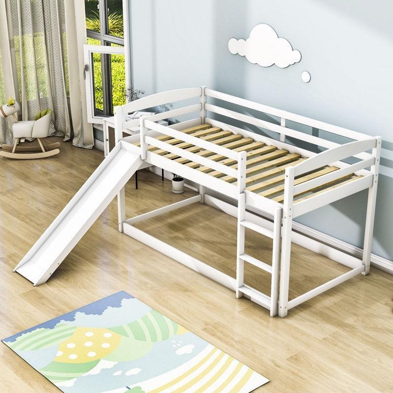 Beyaz Masif Çam ve MDF Kaydıraklı Ranza - 247174