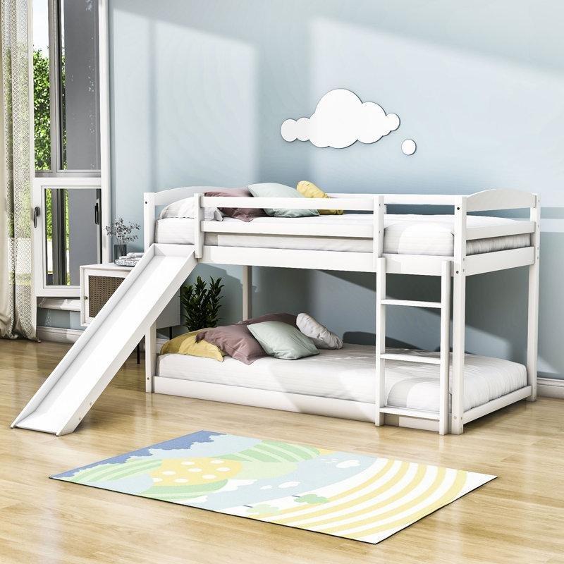 Beyaz Masif Çam ve MDF Kaydıraklı Ranza - 247174