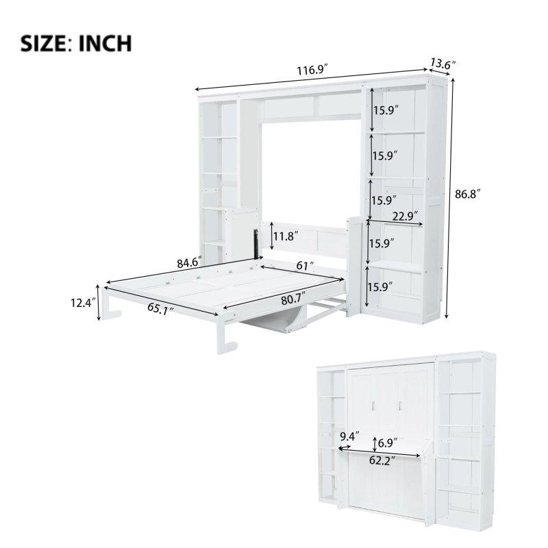 Beyaz Masif Çam ve MDF Masalı Raflı Duvar Yatağı - 264265