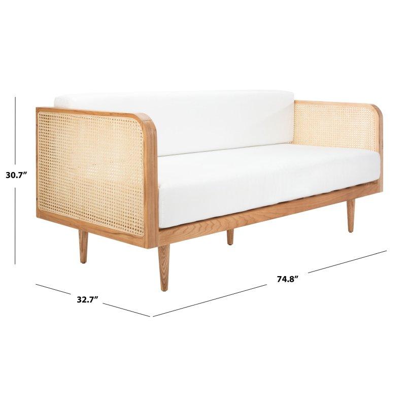 Beyaz Masif Dişbudak ve Rattan Fransız Hasır Tasarım Bohem Koltuk - 191x84x79 cm - 280701