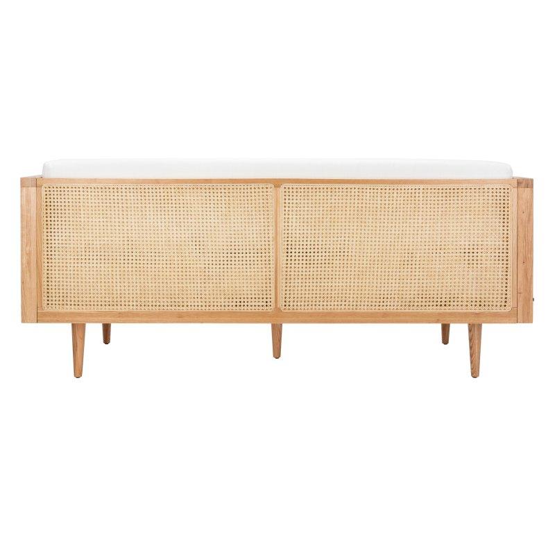 Beyaz Masif Dişbudak ve Rattan Fransız Hasır Tasarım Bohem Koltuk - 191x84x79 cm - 280701