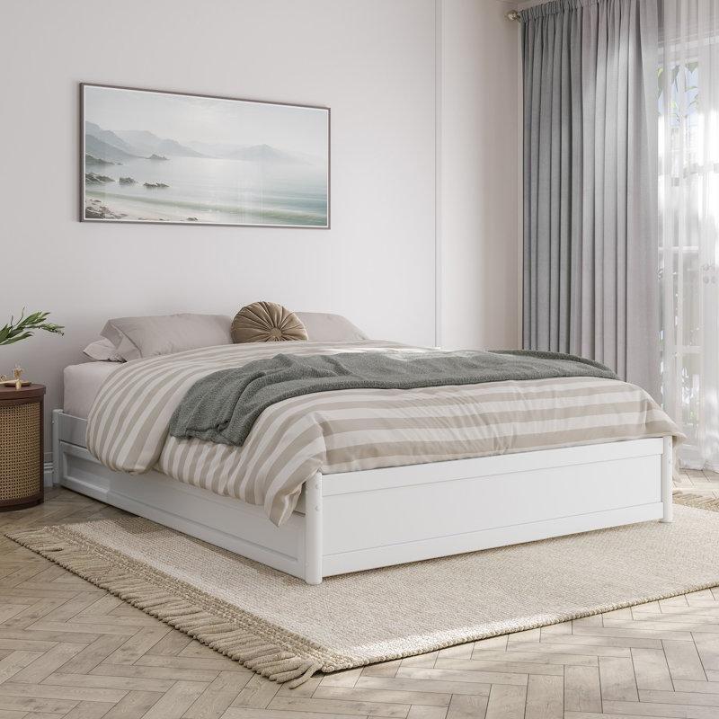 Beyaz Masif Kauçuk Ağacı Başlıklı Yavru Yataklı Karyola - 161x213 cm - 329599