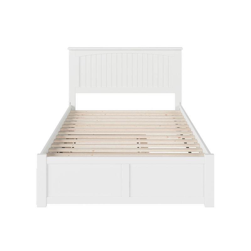 Beyaz Masif Kauçuk Ağacı USB Şarjlı Panelli Yavru Yataklı Karyola - 147x196 cm - 329276
