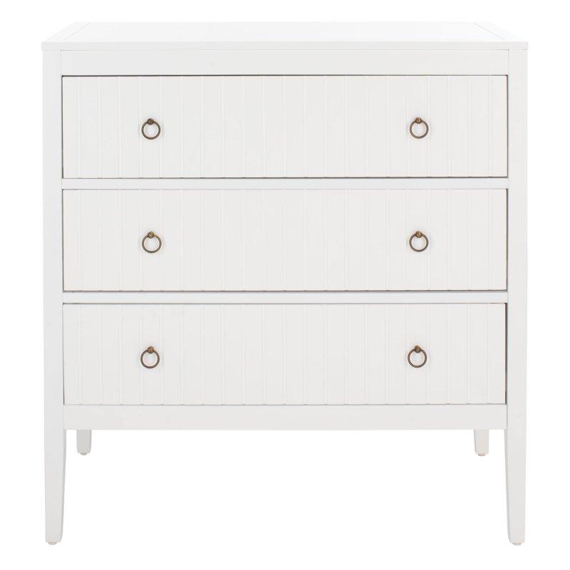 Beyaz Maun Ahşap Dikey Çizgili 3 Çekmeceli Şifonyer - 87 cm - 295735
