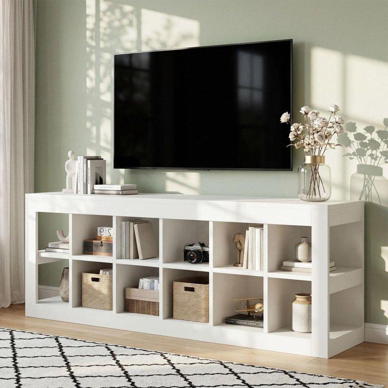 Beyaz MDF 12 Küp Bölmeli Kitaplık - 133 cm - 313776