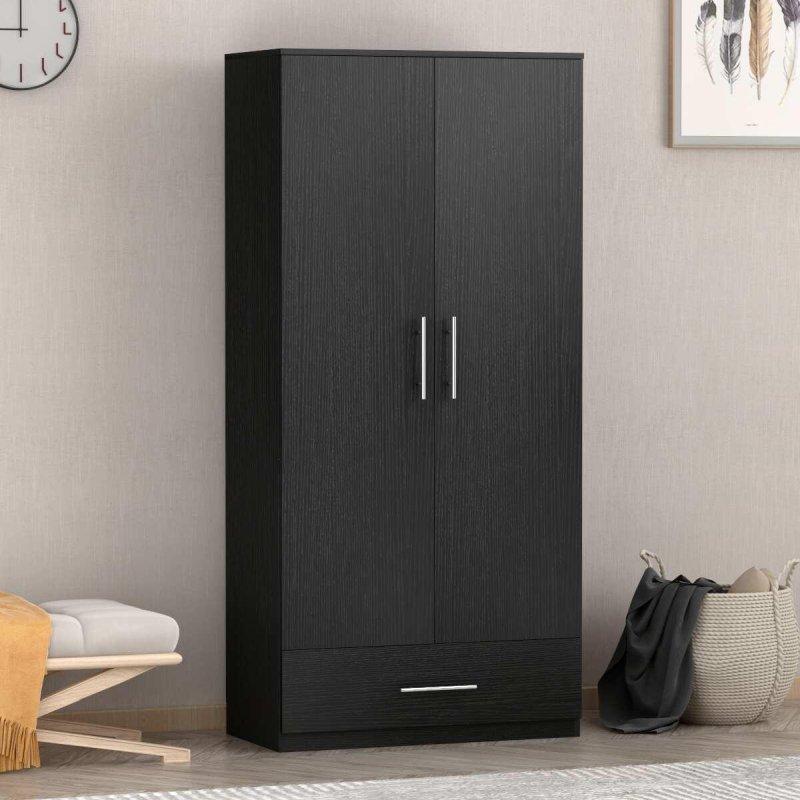 Beyaz MDF 2 Kapaklı ve Çekmeceli Yüksek Şifonyer - 81x170 cm - 300628