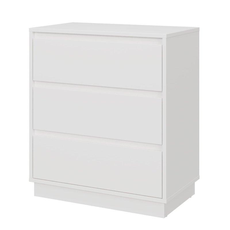Beyaz MDF 3 Çekmeceli Kulpsuz Şifonyer - 60x35x69 cm - 295904