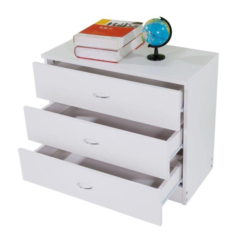 Beyaz MDF 3 Çekmeceli Modern Şifonyer - 66x34x56 cm - 302552