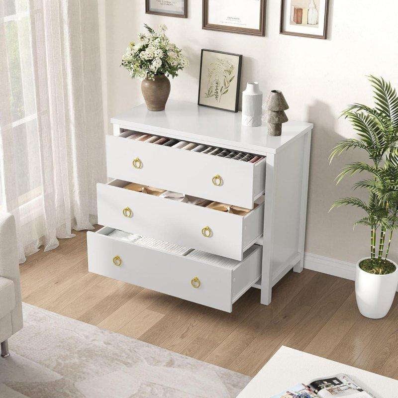 Beyaz MDF 3 Çekmeceli Modern Şifonyer - 81x41x74 cm - 300095