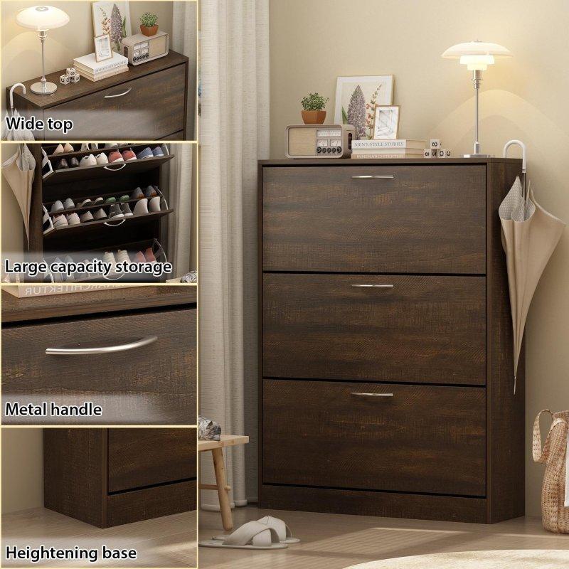 Beyaz MDF 3 Devrilir Kapaklı Dar Şifonyer - 301363