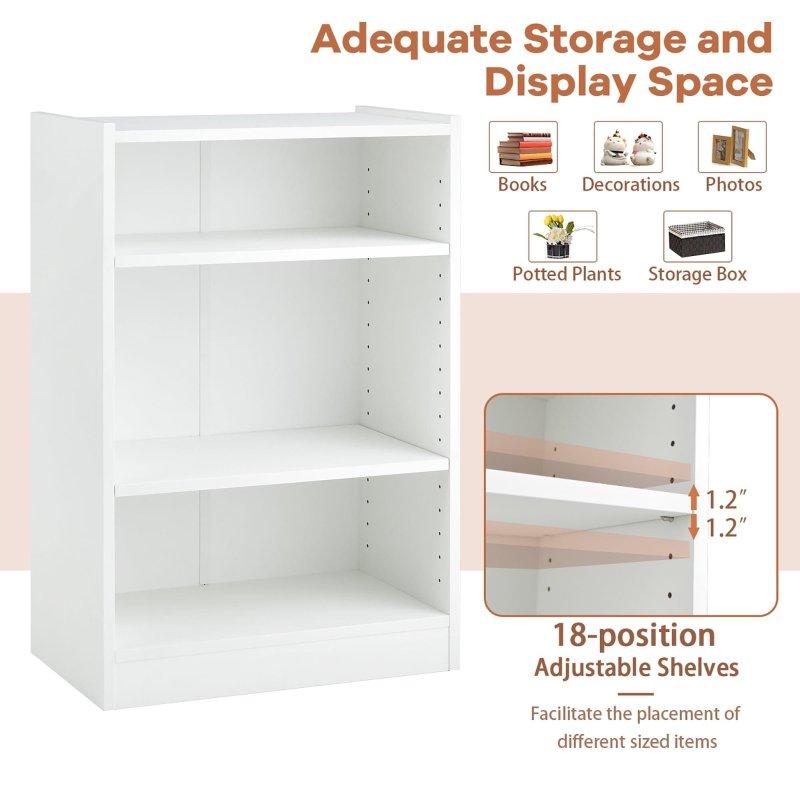 Beyaz MDF 3 Raflı Ayarlanabilir Kitaplık - 50x31x75 cm - 318228