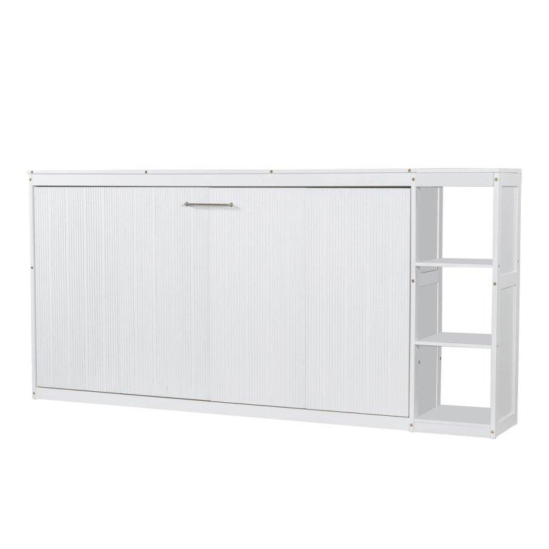 Beyaz MDF 3 Raflı Katlanır Duvar Yatağı - 262808