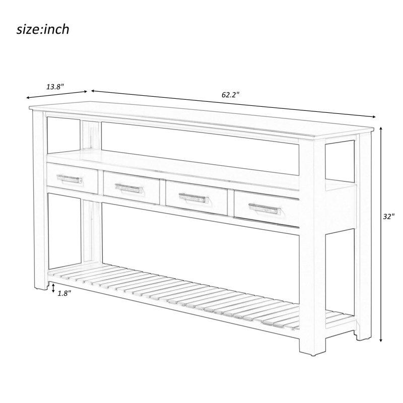 Beyaz MDF 4 Çekmeceli 2 Raflı Dresuar - 158 cm - 332228