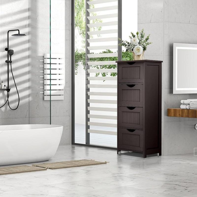 Beyaz MDF 4 Çekmeceli Ayaklı Çok Amaçlı Banyo Dolabı - 31x31x83 cm - 334025