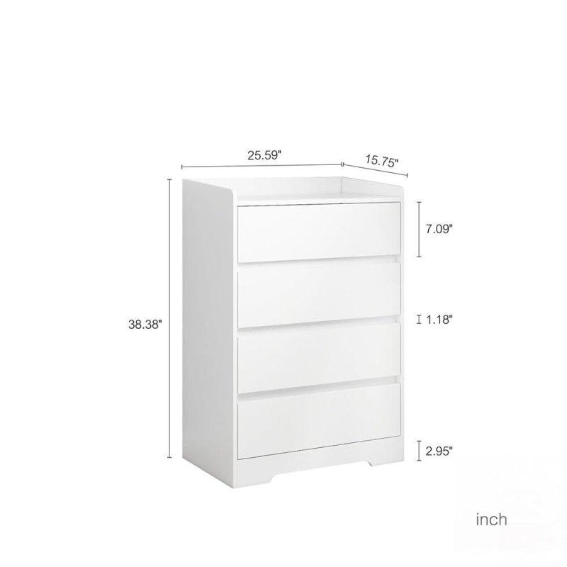 Beyaz MDF 4 Çekmeceli Kulpsuz Şifonyer - 298603