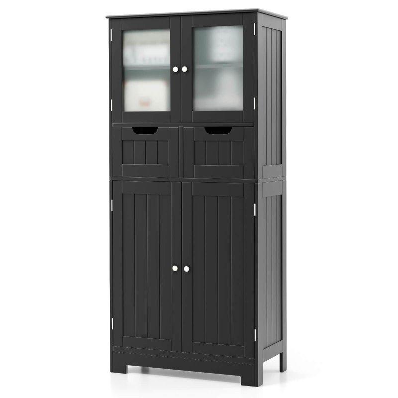 Beyaz MDF 4 Kapaklı 2 Çekmeceli Çok Amaçlı Banyo Dolabı - 60x31x129 cm - 333991 Beyaz MDF 4 Kapaklı 2 Çekmeceli Çok Amaçlı Banyo Dolabı - 60x31x129 cm - 333991