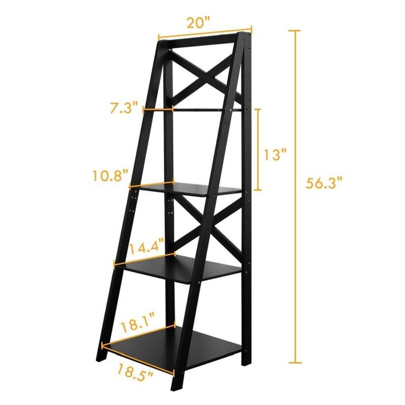 Beyaz MDF 4 Raflı Merdiven Tipi Kitaplık - 51x46x143 cm - 316341