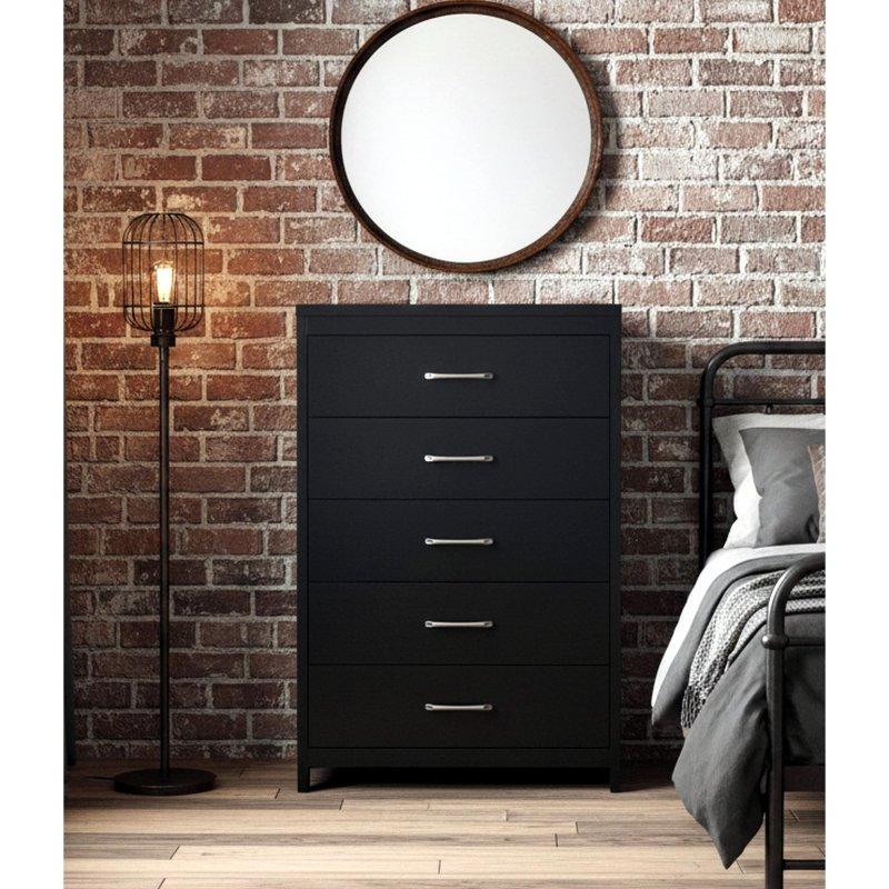 Beyaz MDF 5 Çekmeceli Aletsiz Kurulum Dikey Şifonyer - 123x79x40 cm - 298453