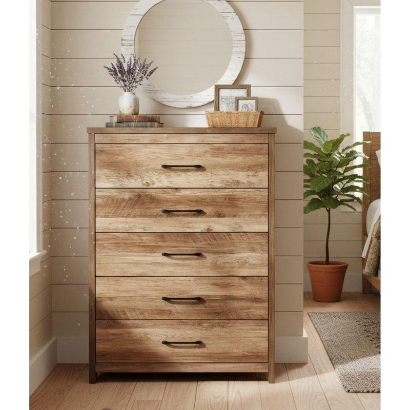 Beyaz MDF 5 Çekmeceli Aletsiz Kurulum Dikey Şifonyer - 123x79x40 cm - 298453 Beyaz MDF 5 Çekmeceli Aletsiz Kurulum Dikey Şifonyer - 123x79x40 cm - 298453