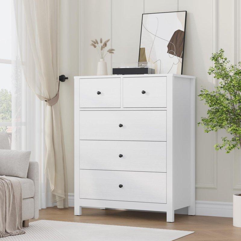 Beyaz MDF 5 Çekmeceli Modern Şifonyer - 74x40x94 cm - 311297