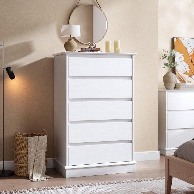 Beyaz MDF 5 Çekmeceli Şifonyer - 303259