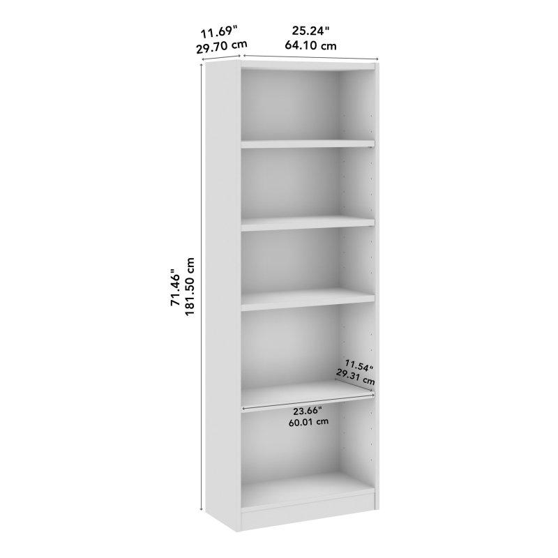 Beyaz MDF 5 Raflı Ayarlanabilir Kitaplık - 182x65x30 cm - 317886
