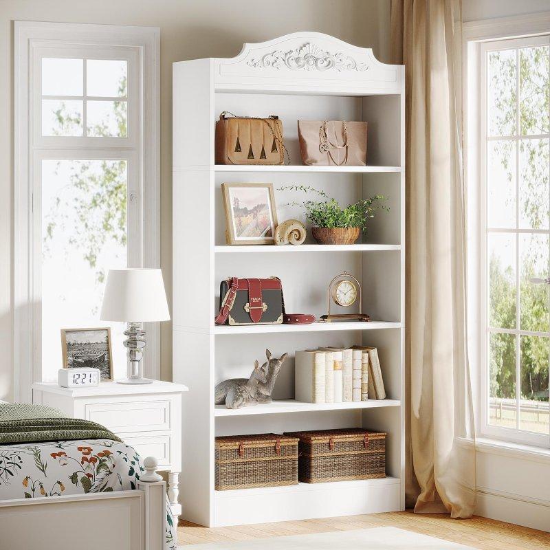 Beyaz MDF 5 Raflı Kapalı Sırt Panelli Kitaplık - 81x30x185 cm - 314550