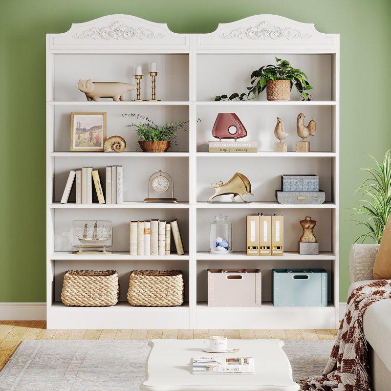 Beyaz MDF 5 Raflı Kapalı Sırt Panelli Kitaplık - 81x30x185 cm - 314550