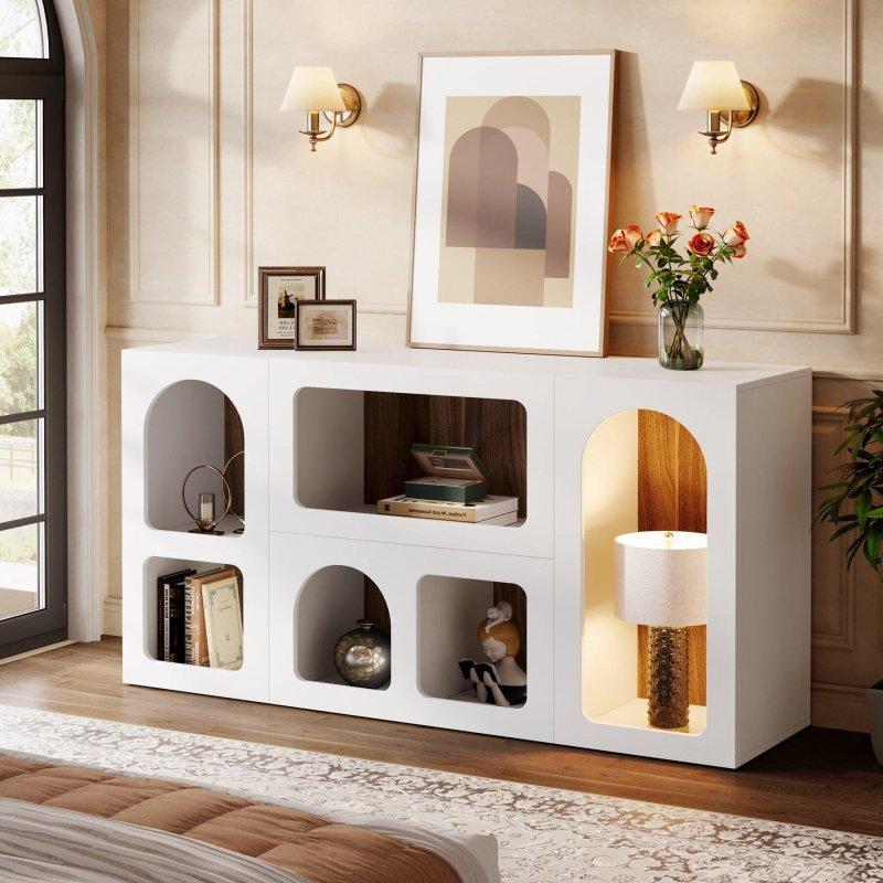 Beyaz MDF 6 Bölmeli Modern Dresuar - 151 cm - 330943