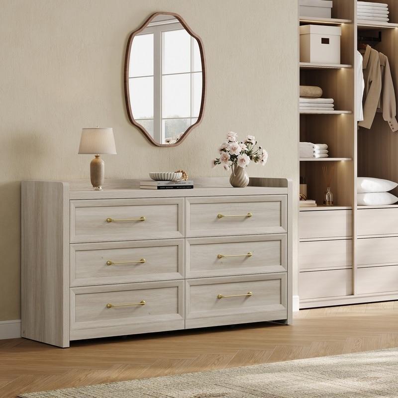 Beyaz MDF 6 Çekmeceli 3D Tasarımlı El Yapımı Şifonyer - 144x80x43 cm - 304666